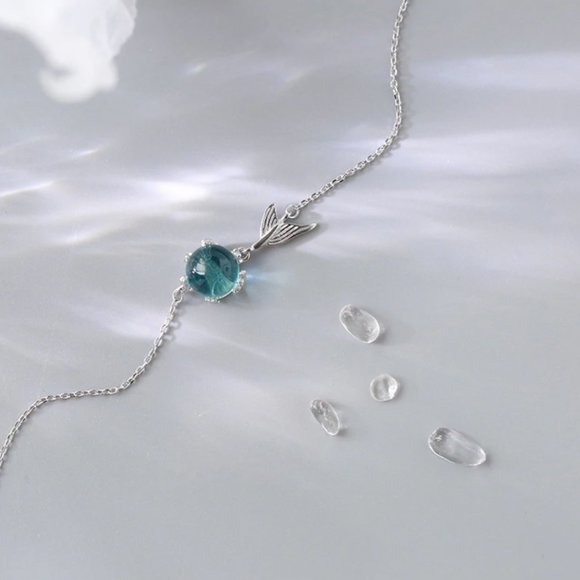 Crafted 925 Sterling Silver Ultra-light Blue Bubble Mermaid Bracelet - Picture 11 of 13